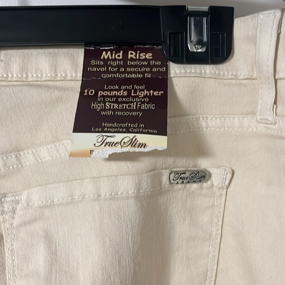 Size 12 NWT ivory jeggings belted waist zipper fly by true slim women’s pants - Picture 5 of 7